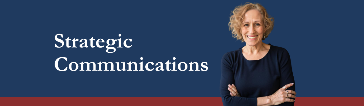 Deanna Shoss headshot with words Strategic Communications